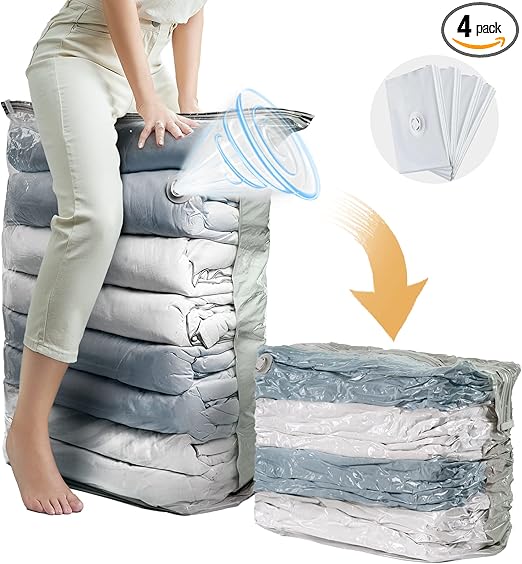 🧳4 שקיות ואקום אולטרה גדולות לאחסון TAILI Vacuum Storage Bags 4 Pack – (31x40x15 אינץ' – 79x102x38 ס"מ)