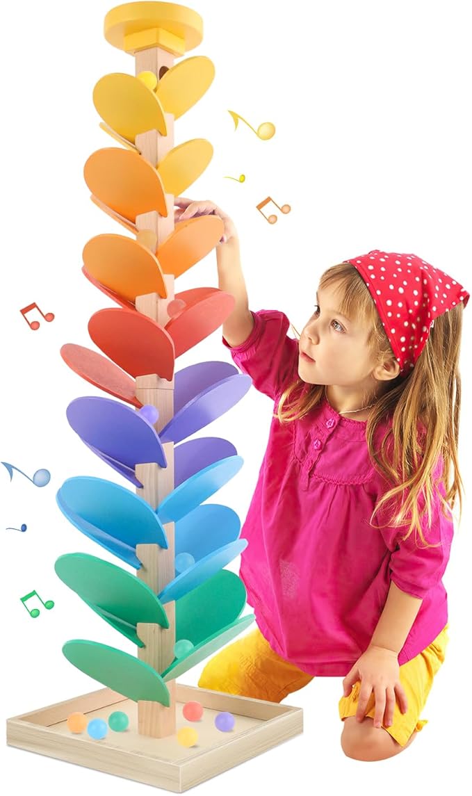 עץ מוזיקלי עם מסלול גולות Wooden Marble Run Music Tree Montessori
