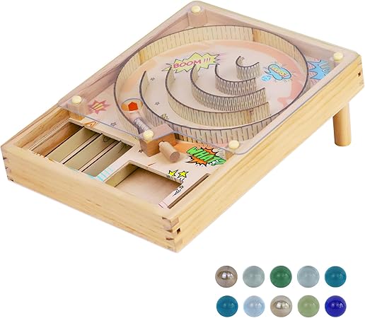 מכונת פינבול עץ קלאסית Wooden Pinball Rolling Toy