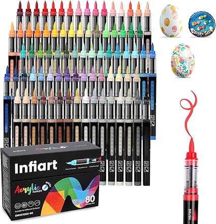 מארז 80 טושי אקרילי עם קצה מברשת Automatic Ink Control Acrylic Paint Markers Brush Tip