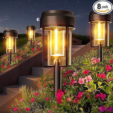 סט של 8 מנורות גינה סולאריות דוקרן OUGELE Solar Lights Outdoor 🌳