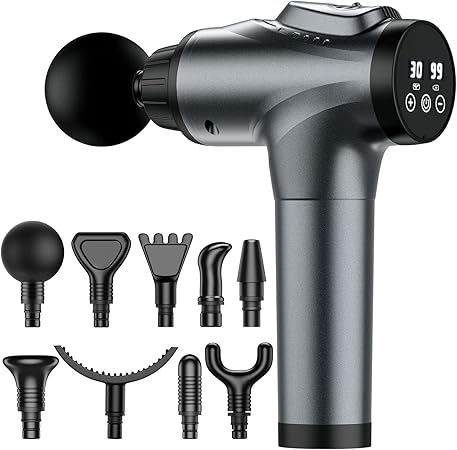 אקדח עיסוי נטען לשרירים כולל 9 ראשים ותצוגה דיגיטלית חכמה APHERMA