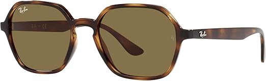 משקפי שמש יוניסקס Ray-Ban דגם RB4361 עם מסגרת חומה ועדשות ירוקות בקוטר 52 מ"מ