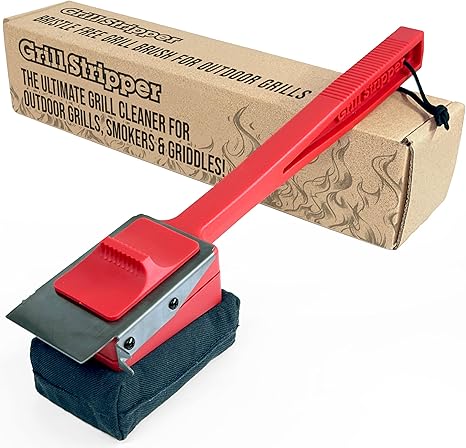 מברשת ניקוי לגריל Grill Stripper עם ספוג קיטור עמיד אש ומגרדת מחורצת