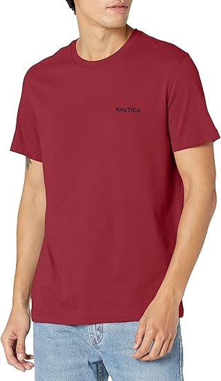 חולצת טי שירט קצרה לגברים Nautica דגם Short Sleeve Solid Crew Neck