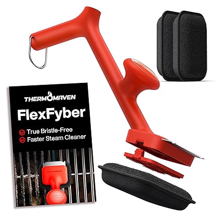 מברשת ניקוי לגריל ללא סיבי מתכת Thermomaven Grill Brush עם 3 ראשים להחלפה 🔥