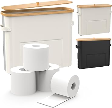 🧺 סל אחסון לנייר טואלט עם מכסה במבוק Thalomely