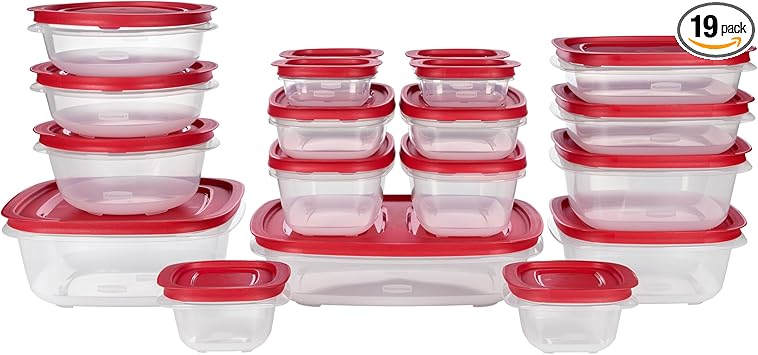 סט מיכלי אחסון מזון עם מכסים Rubbermaid EasyStore 38-Piece