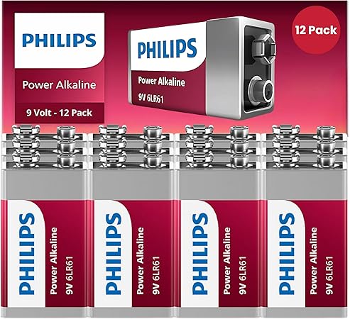 מארז 12 סוללות אלקליין PHILIPS Power Alkaline 9V