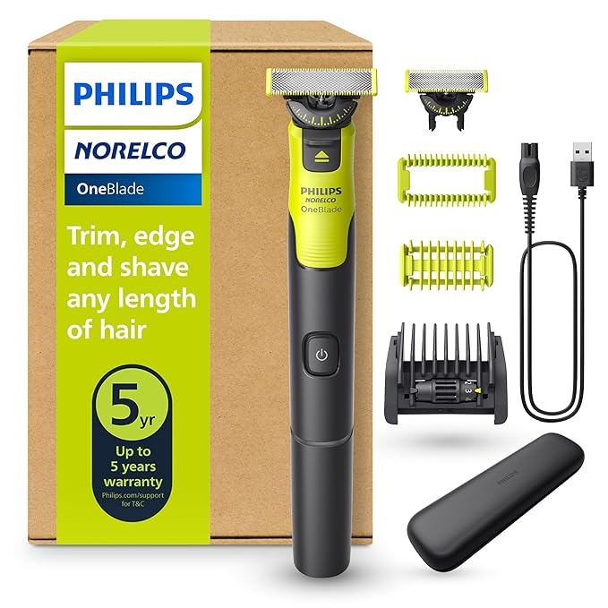 מכונת גילוח וטרימר לפנים ולגוף Philips Norelco OneBlade 360 עם חיבור לסמארטפון כולל להב נוסף – דגם QP4631/90