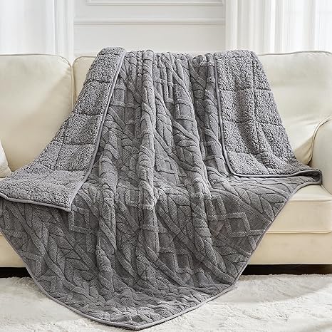 שמיכת פליז כבדה ומפנקת דגם Wemore Jacquard Fleece Weighted Blanket Twin Size