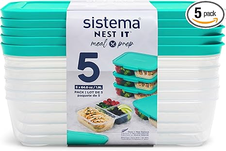 סט של 5 קופסאות אחסון עם 3 תאים Sistema