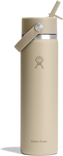 בקבוק מים מבודד מנירוסטה עם פקק קש גמיש Hydro Flask 24Oz💧