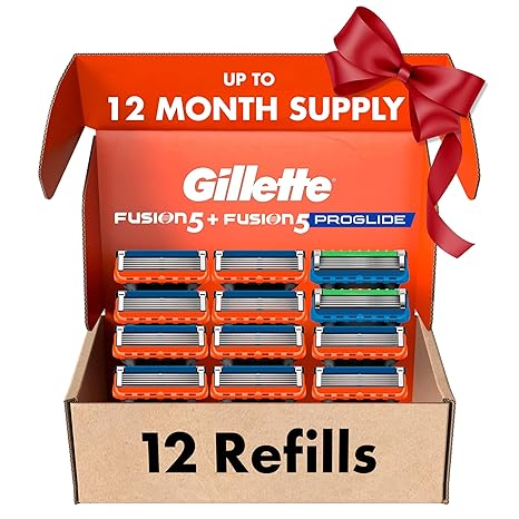מארז סכיני גילוח ג'ילט פיוז'ן 12 יחידות לגברים Gillette Fusion5 Men's Razor Blade Refills