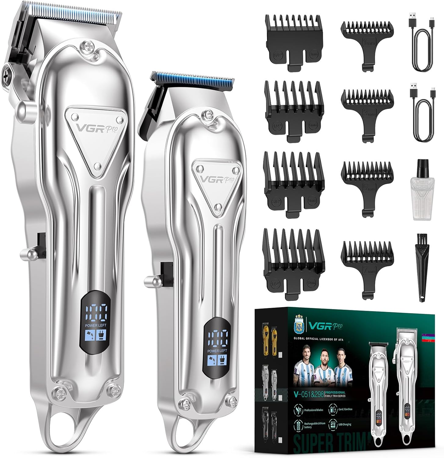 סט מכונת תספורת וטרימר VGRPRO Electric Hair Clippers for Men