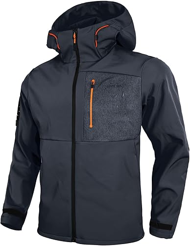 מעיל סופטשל לגברים Men's Softshell Jacket Lightweight Waterproof Hooded
