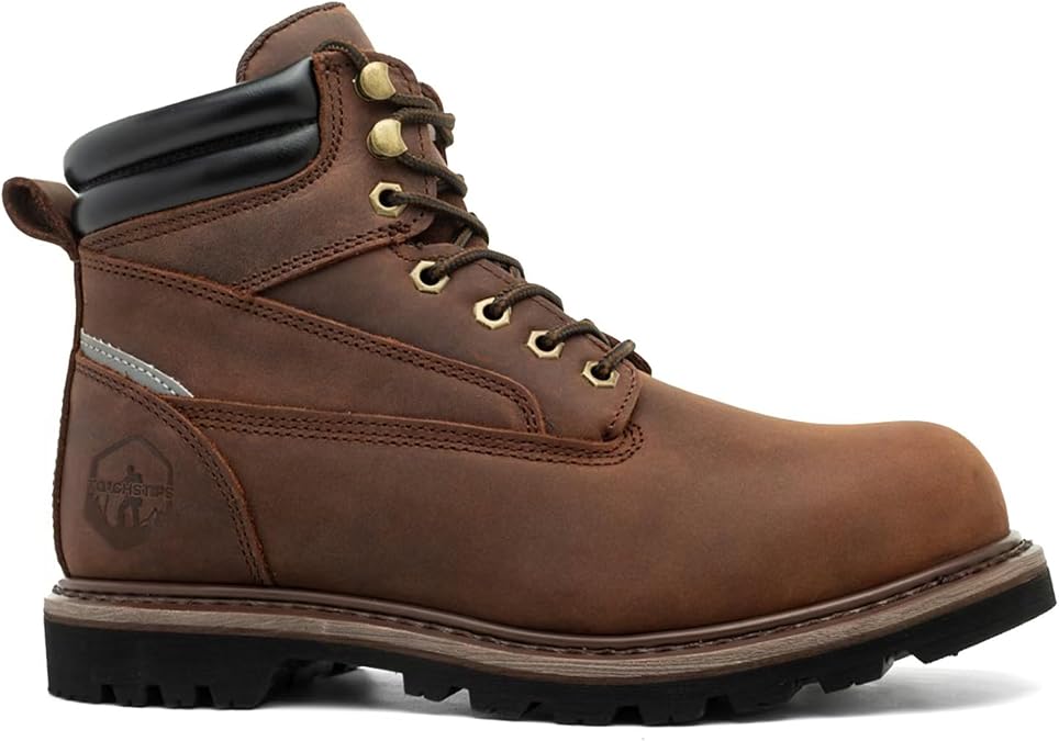 נעלי עבודה מעור לגברים TOUGHSTEPS עם סוליה מונעת החלקה וריפוד מבודד