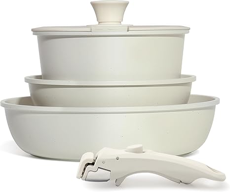 סט סירים ומחבתות עם ידית ניתנת להסרה Cuisinluv 5PCS Non-Stick Cookware Set