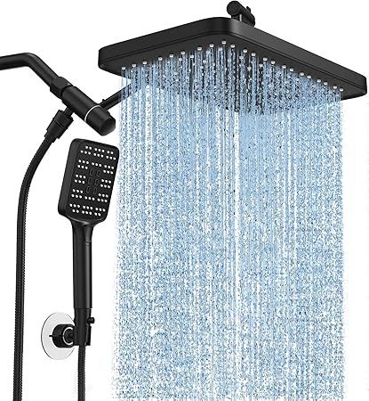 ראש גשם למקלחת בעל לחץ גבוה עם ראש ידני תואם High Pressure Rain Shower Head 12"