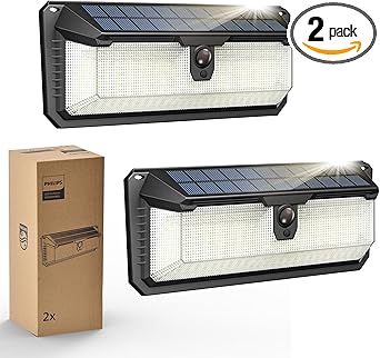 זוג תאורות אבטחה וגן סולארית Philips 258 LEDs