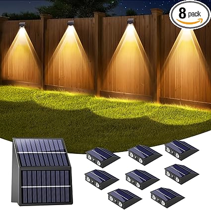 סט 8 יחידות תאורת גדר\חומה סולארית חיצונית עם פאנלים כפולים artcool 🌞💡