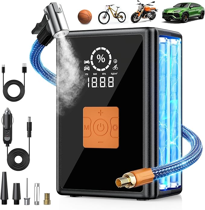 🚗💨 משאבת אוויר ניידת לרכב GOSSLIZE עם מדחס עוצמתי 22 צילינדרים