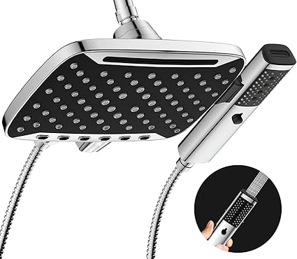 🚿 ראש גשם למקלחת בלחץ גבוה עם 7 מצבים JDO + ידית אחיזה נשלפת