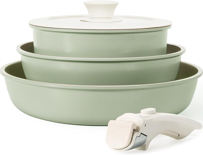 🍳 סט סירים ומחבתות קרמיים עם ידית נשלפת KIKCOIN 🍳