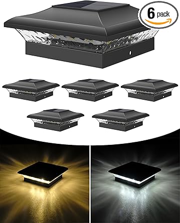 פנסי עמוד סולאריים 6 יחידות T-SUN Solar Post Cap Lights 6 Pack