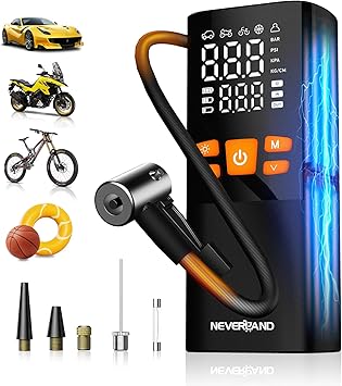 משאבת אוויר ניידת לרכב NEVERLAND Tire Inflator Portable Air Compressor