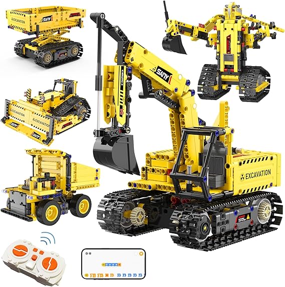 ערכת בנייה רובוטיקה 555 חלקים דחפור 5 ב-1 STEM Robotics Excavator Kit