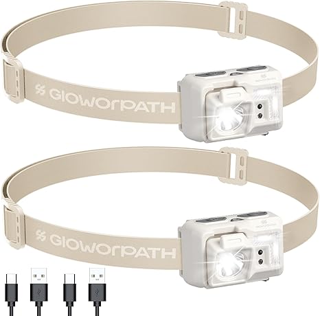 זוג פנסי ראש נטענים LED GloworPath עם חיישן תנועה