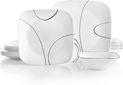 סט כלי אוכל 18 חלקים ל-6 סועדים קורנינג מדגם Simple Lines Corelle 18-Piece Dinnerware Set
