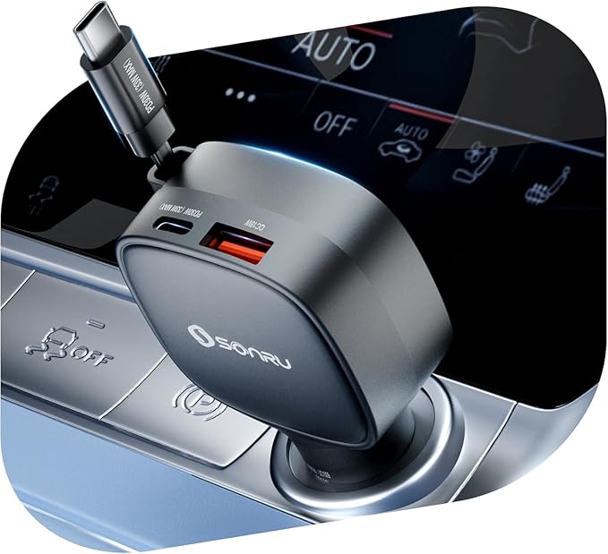 🔌 מטען מהיר ועוצמתי לרכב עם כבל נשלף SONRU 84W Max