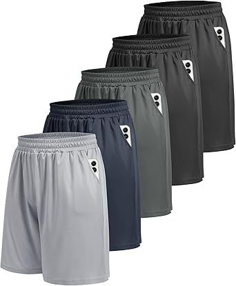 מארז 5 מכנסי ספורט קצרים 5 Pack Athletic Mens Shorts- Workout Black