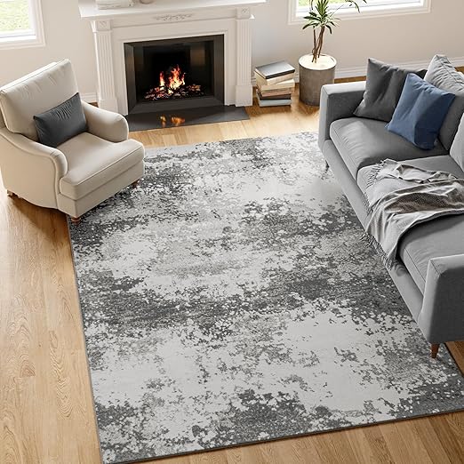 🛋️ שטיח כביס בגודל 152×213 ס"מ בצבע אפור בעיצוב בוהו מודרני Acapet