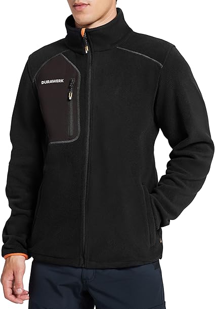 ג'קט פליז קליל לגברים DURAWERK עם רוכסן מלא וכיס קדמי