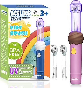 🪥 מברשת שיניים חשמלית לילדים בצורת גלידה Acelike עם חיטוי UV