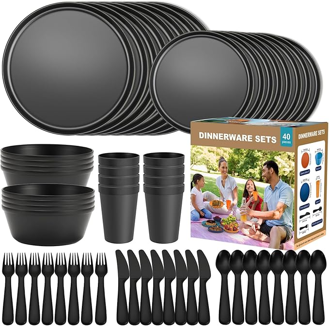 🍽️ סט כלי אוכל 40 חלקים לשמונה סועדים Blwan 🏕️🚐