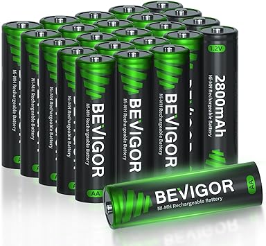 🔋 24 סוללות נטענות AA בקיבולת גבוהה BEVIGOR 2800mAh