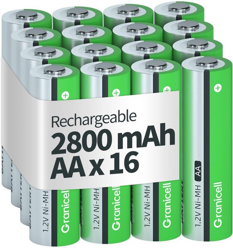 סט סוללות ניתנות לטעינה AA 2800mAh (חבילה של 16 יחידות)