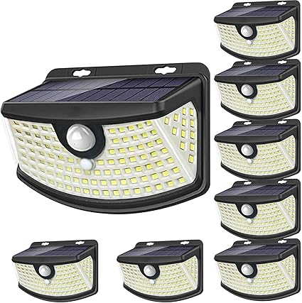 🔦 סט 8 תאורות חוץ סולאריות עם חיישן תנועה Aootek 120 LEDs