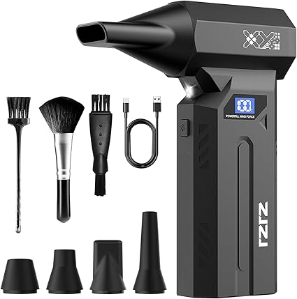 מפוח אוויר חשמלי נטען ZJZJ 150000RPM Compressed Air Duster עם תצוגת מסך דיגיטלית ותאורת LED