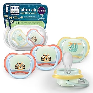 מארז של 4 מוצצים זוהרים בלילה לתינוקות Philips Avent Ultra Air Nighttime לגיל 0-6 חודשים 🌙👶