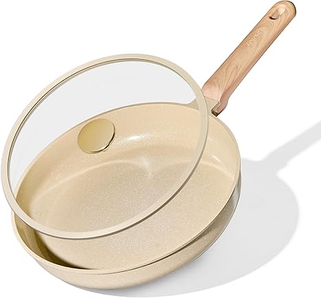 מחבת טיגון קרמית 10 אינץ' (25.4 ס"מ קוטר) עם מכסה תואם CAROTE Frying Pan Set