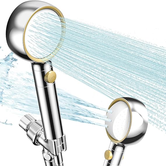 🚿 ראש מקלחת מסונן בלחץ גבוה עם ידית אחיזה מסתובבת 360° POWERSIR 🚿