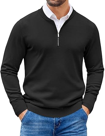 סוודר עם רוכסן רבע לגבר Coofandy