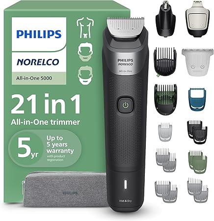✂️ מכונת תספורת רב-שימושית Norelco Philips All-in-One 21-Piece Trimmer 5000 Series