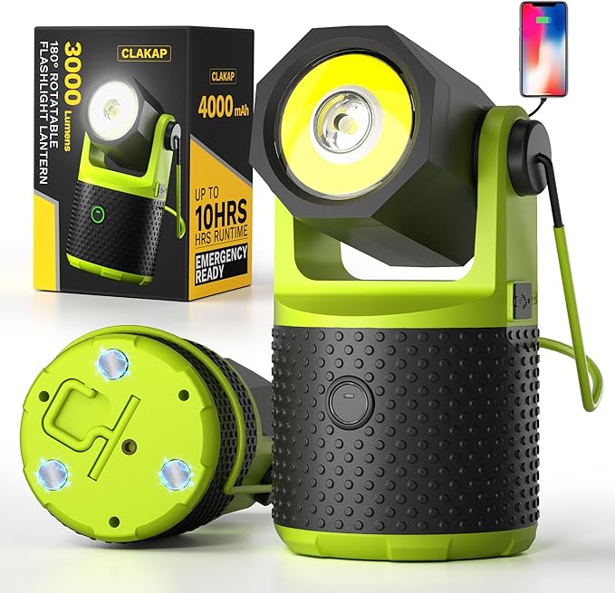 פנס עבודה וטיולים נטען CLAKAP 4000mAh 🔦🏕