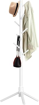 מתלה עומד מעץ מלא עם 8 ווים מתכוונן בגובה Aliphon  🧥🧢🎒